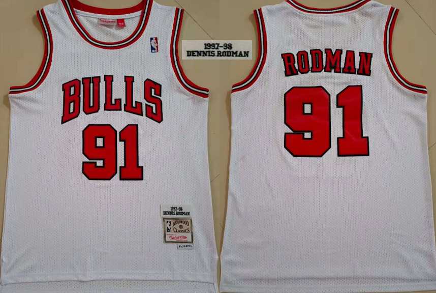 Bulls 91 Dennis Rodman White 1997-98 Hardwood Classics Jersey,We sell and wholesale Bulls 91 Dennis Rodman White 1997-98 Hardwood Classics Jersey on line form chian!